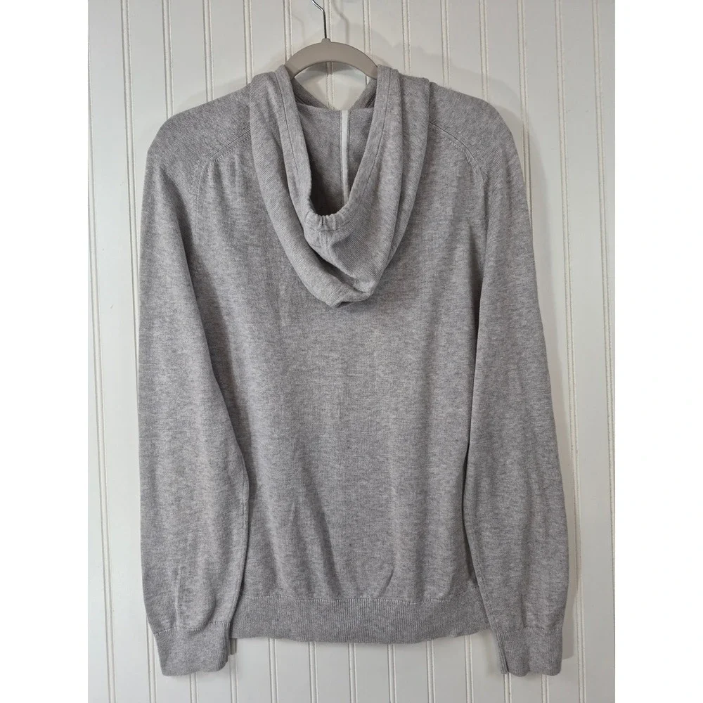Banana Republic Mens 100% Supima Cotton Textured Knit Hoodie Heathered Gray L